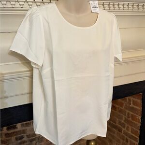 J Crew Women's Short Sleeve Ivory Blouse Sz Large NWT $ 69.50